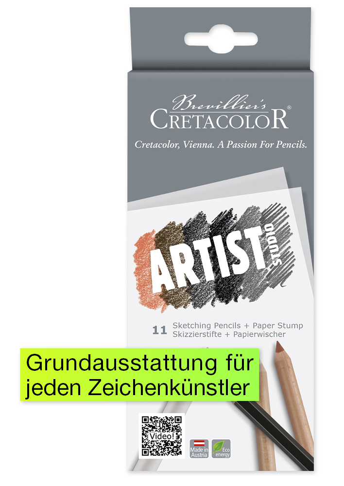 Set Skizzierstifte mit Papierwischer, 11-tlg.