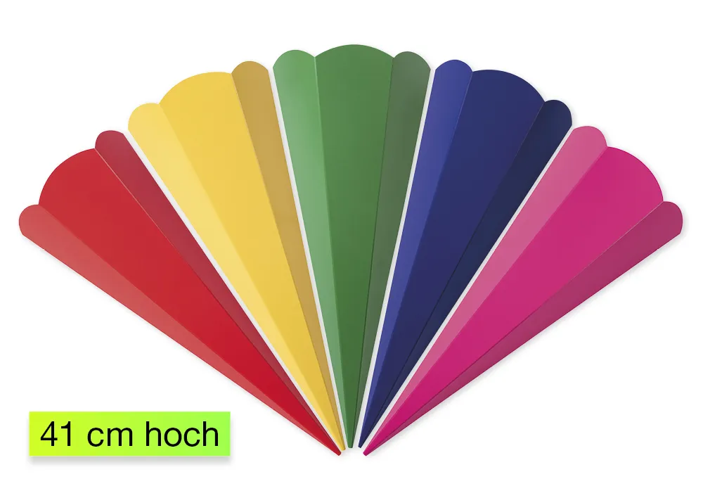 Geschwister-Schultüte, 41 cm hoch, 10 Stück in 5 Farben