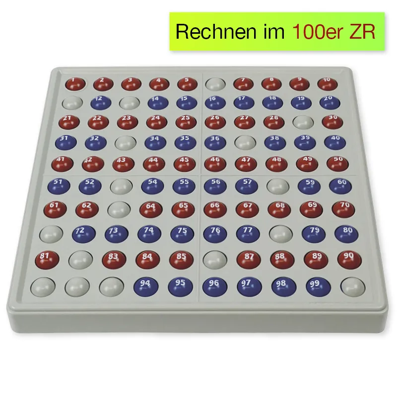 Boulier ABACO avec 100 boules rouges et bleues imprimées des chiffres 1 à 100