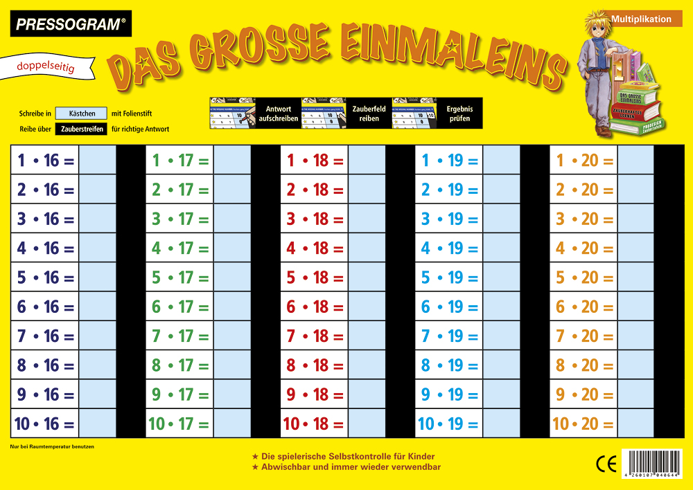 TimeTEX Zaubertafel "Mathematik" Grosses 1 x 1