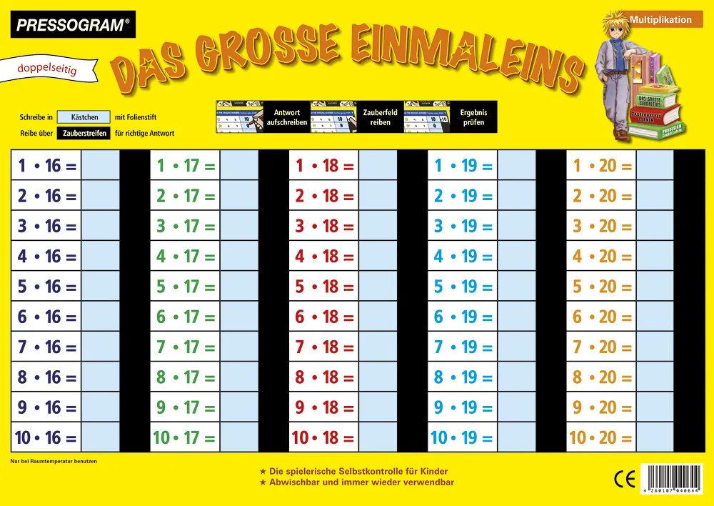 TimeTEX Zaubertafel "Mathematik" Grosses 1 x 1