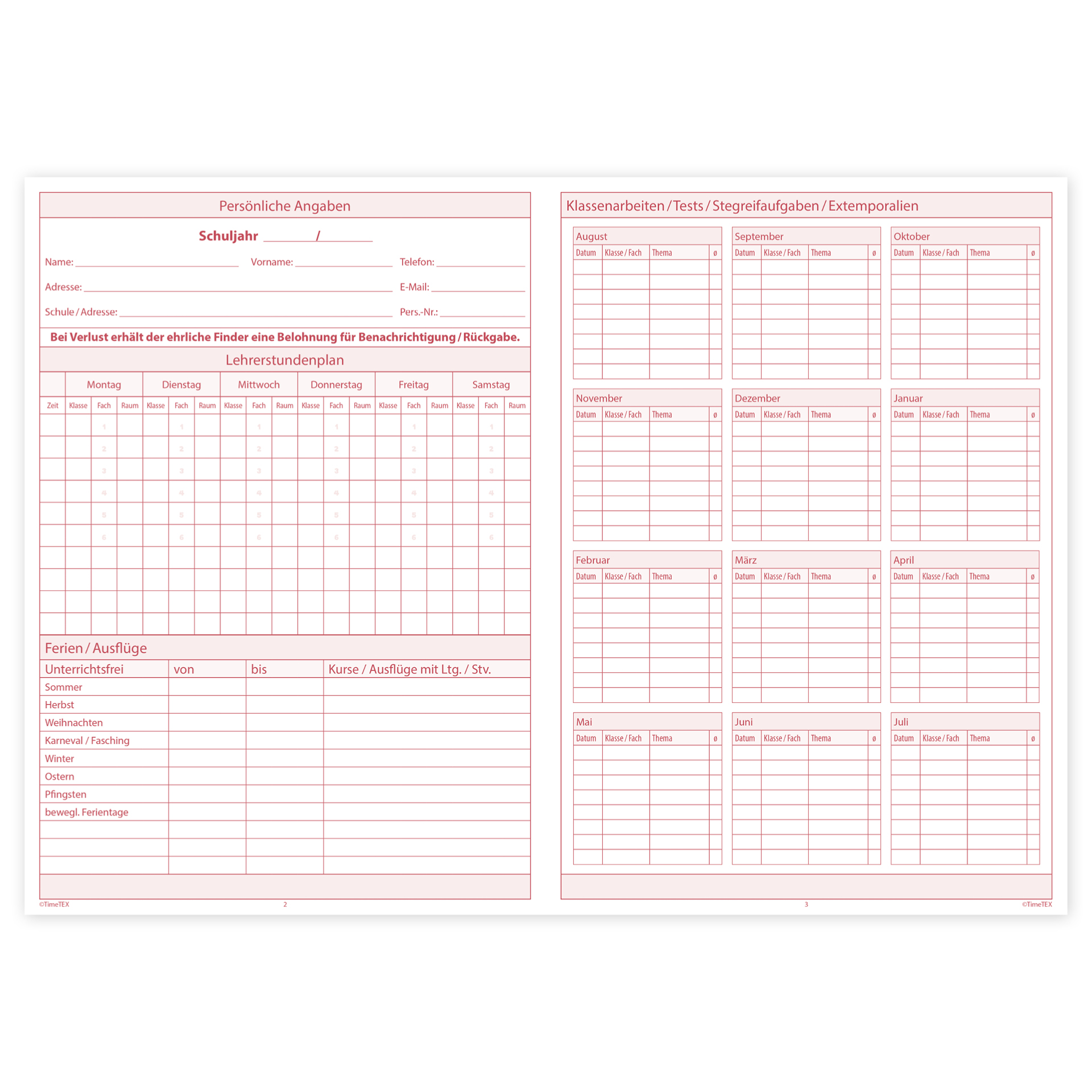 TimeTEX Unterrichts-Planer Universal, A5