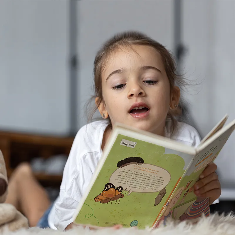 Pädagogisches Kinderbuch "Lou, Lisa und die Schmetterlinge – Eine aufregende Verwandlung", 56 Seiten