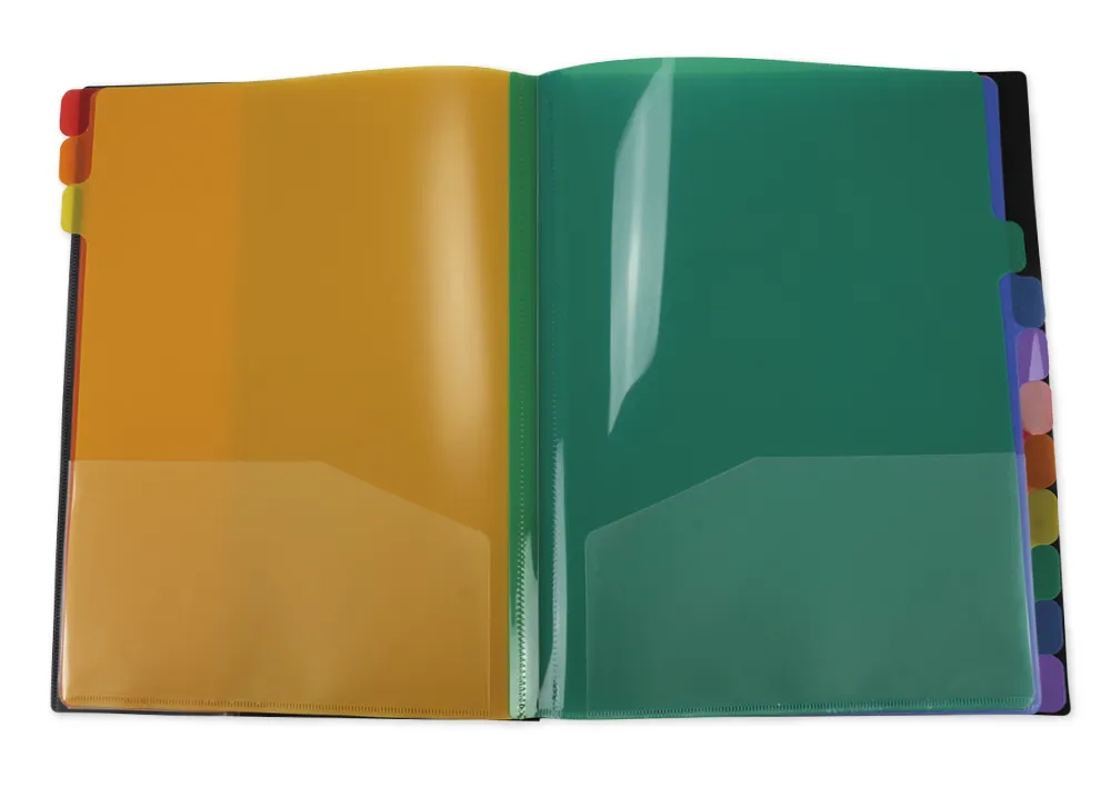 Trieur TimeTEX, 12 compartiments colorés, format A4, fermeture à élastique