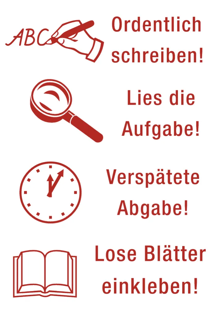 Siebdruck-Stempel "Perpetuum", 4 in 1, "Verspätete Abgabe"