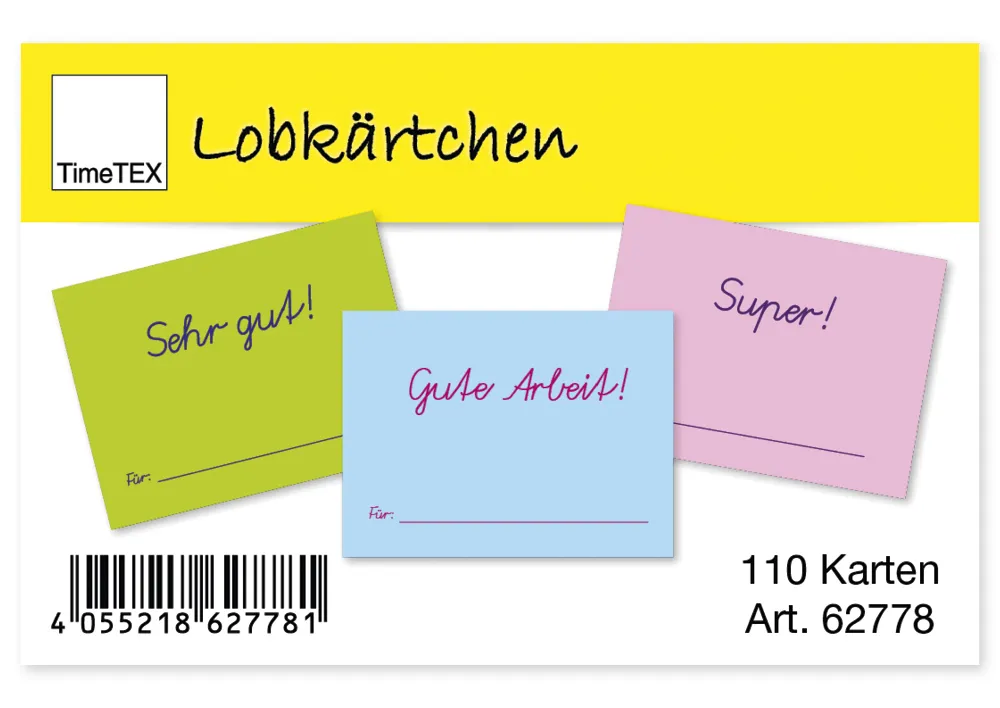 TimeTEX Lobkärtchen für Schüler, 110 Stück im Etui