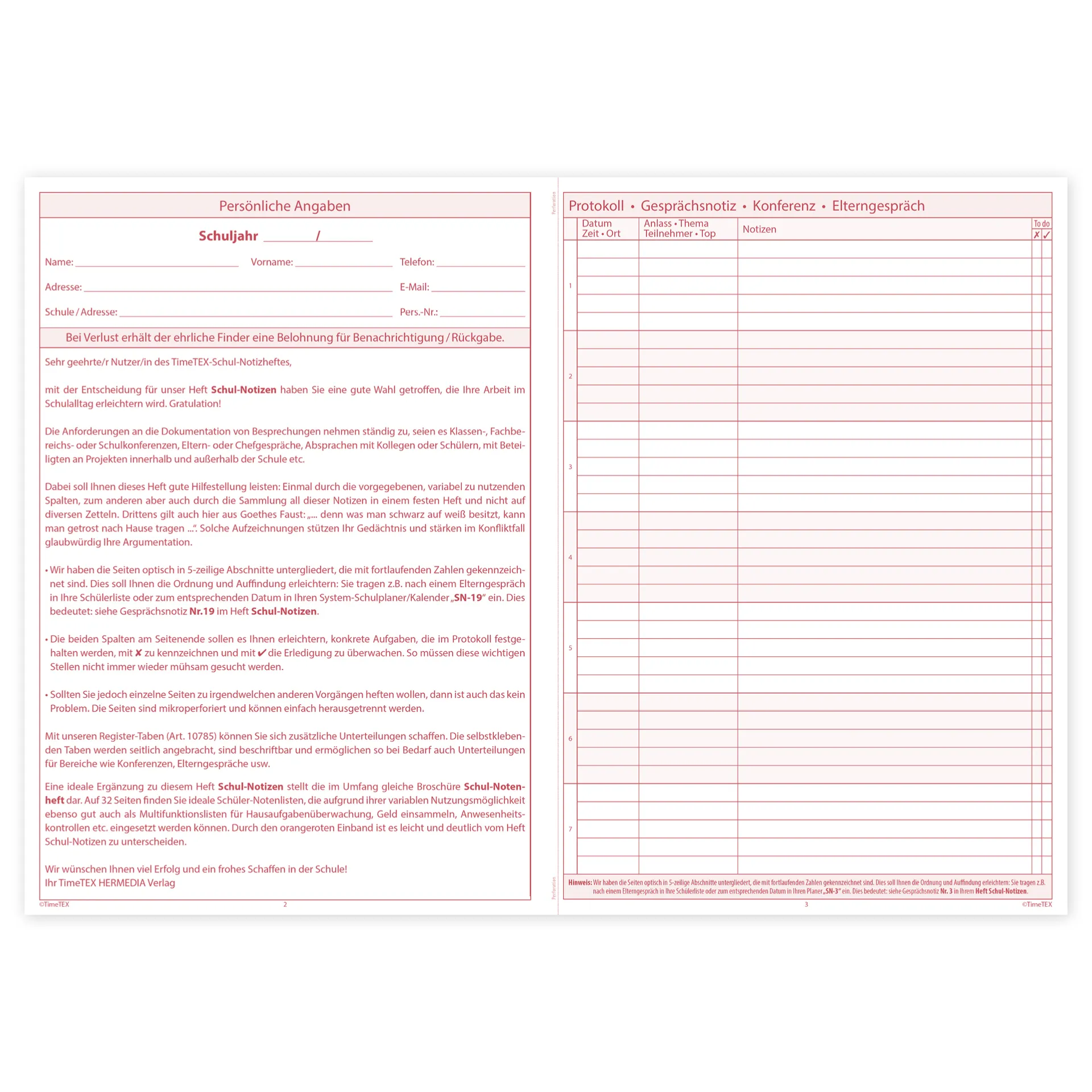 TimeTEX Heft Schul-Notizen A5