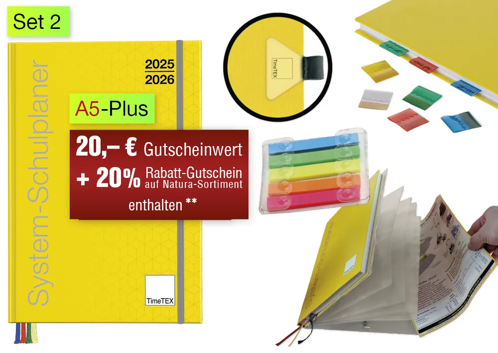 System-Schulplaner-Set 2025/2026 A5-Plus, gelb