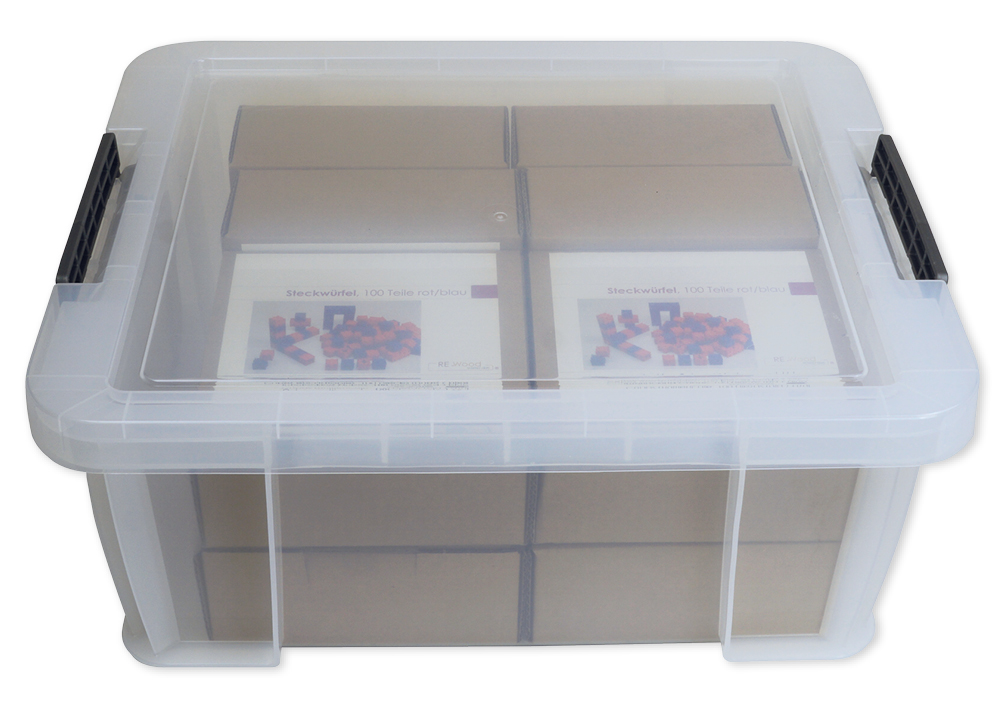Klassensatz Rechen-Steckwürfel 2x2 cm, rot/blau, 8-tlg., in Stapel-Box
