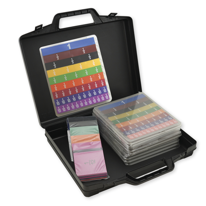 Mallette de classe avec kits de tuiles et bandes de fractions multicolores, 510 pcs Mallette de classe avec kits de tuiles et bandes de fractions multicolores, 510 pcs
