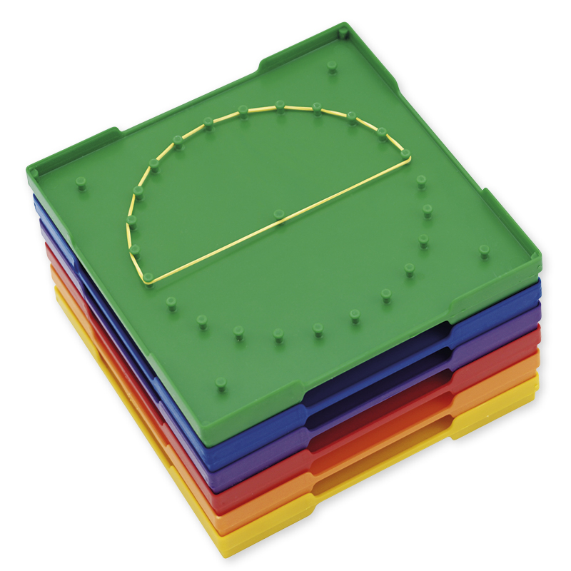 TimeTEX Set Geometrie-Bretter doppelseitig (5x5 Stifte), 15x15 cm, bunt, 6-tlg.