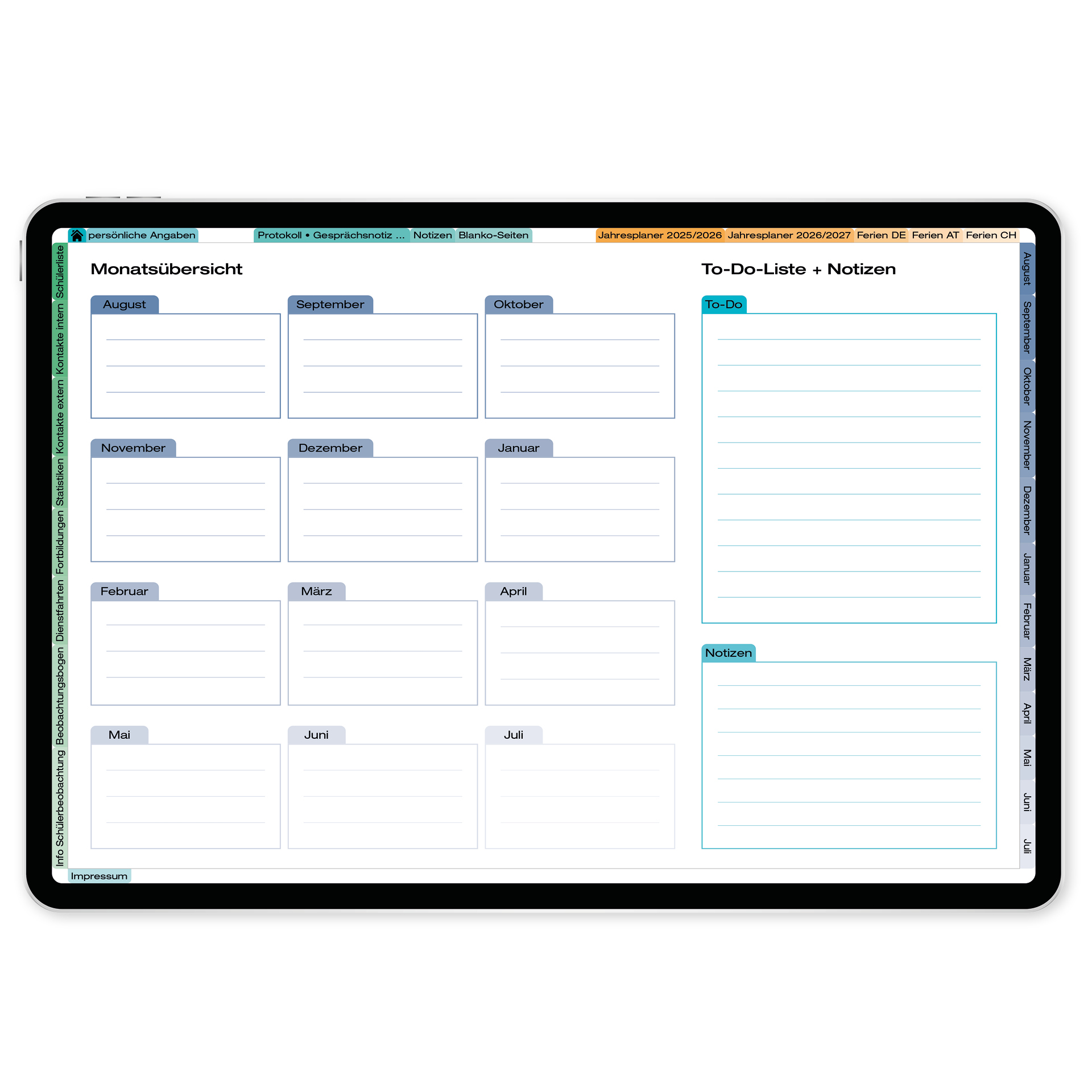 TimeTEX Digitaler Sozial-Pädagogen-Schulplaner DigiPlan 2026/2027