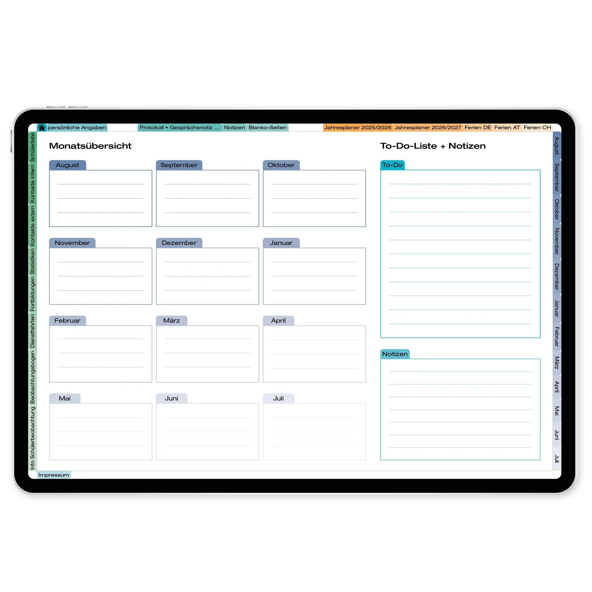 TimeTEX Digitaler Sozial-Pädagogen-Schulplaner DigiPlan 2026/2027