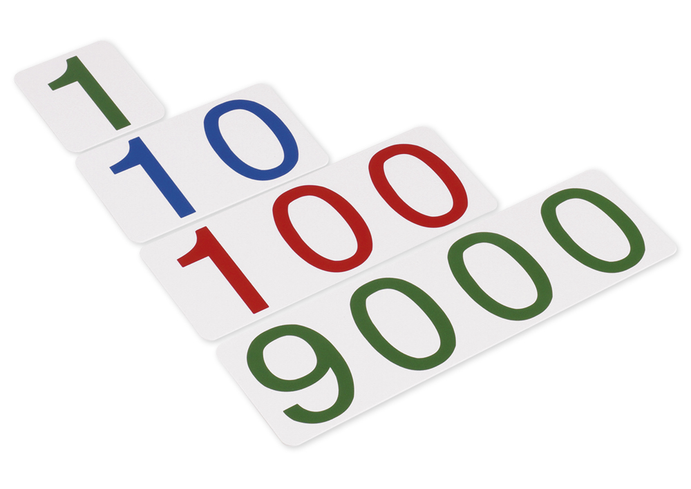 Grandes cartes numériques 1-9000 en plastique, TimeTEX « Montessori Premium »