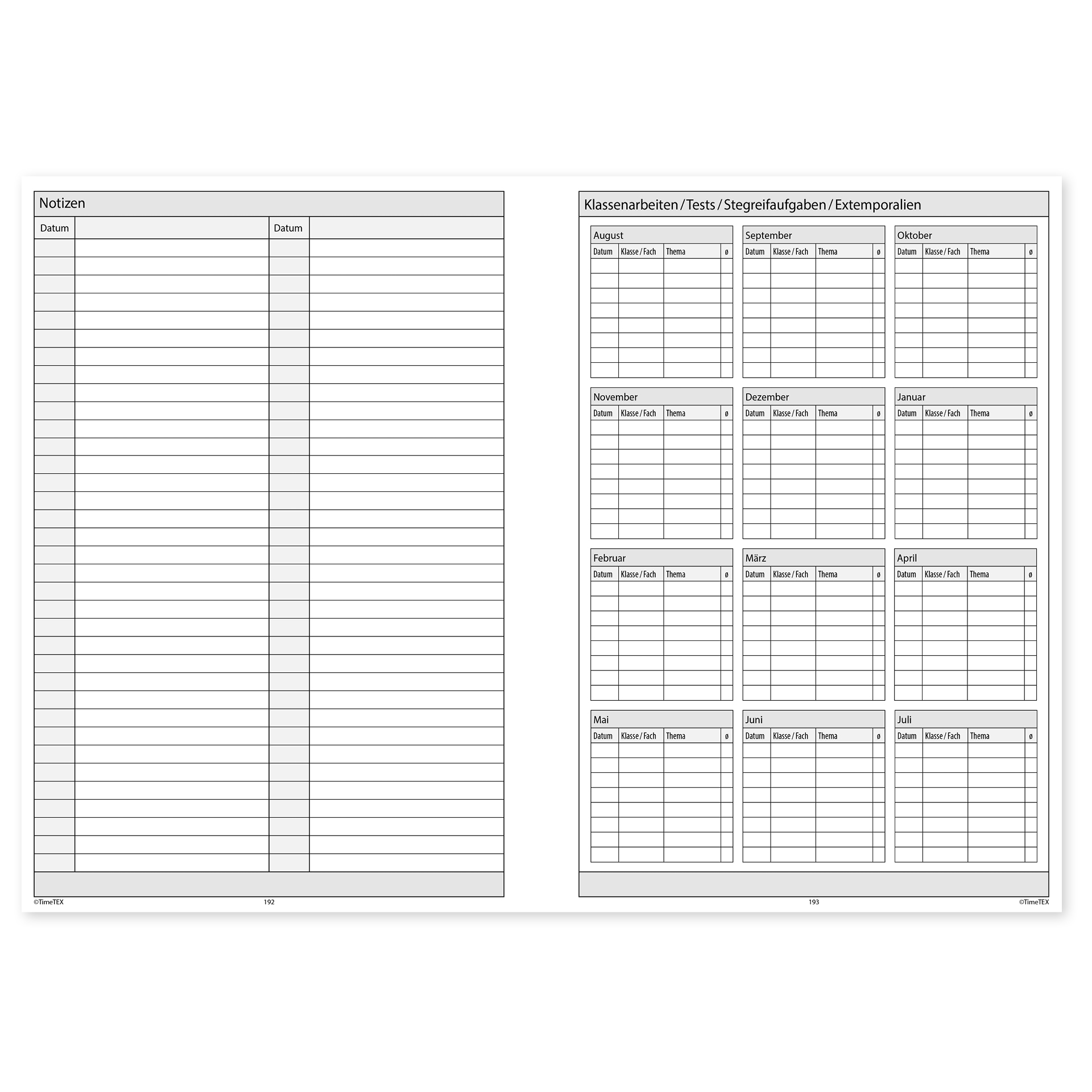 TimeTEX Trend-Schulplaner Hardcover A4-Plus, 2026/2027, lagune