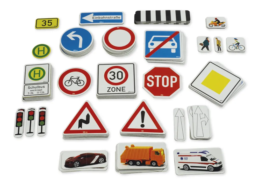 Verkehrs-Komplett-Set, magnetisch, 124-tlg.