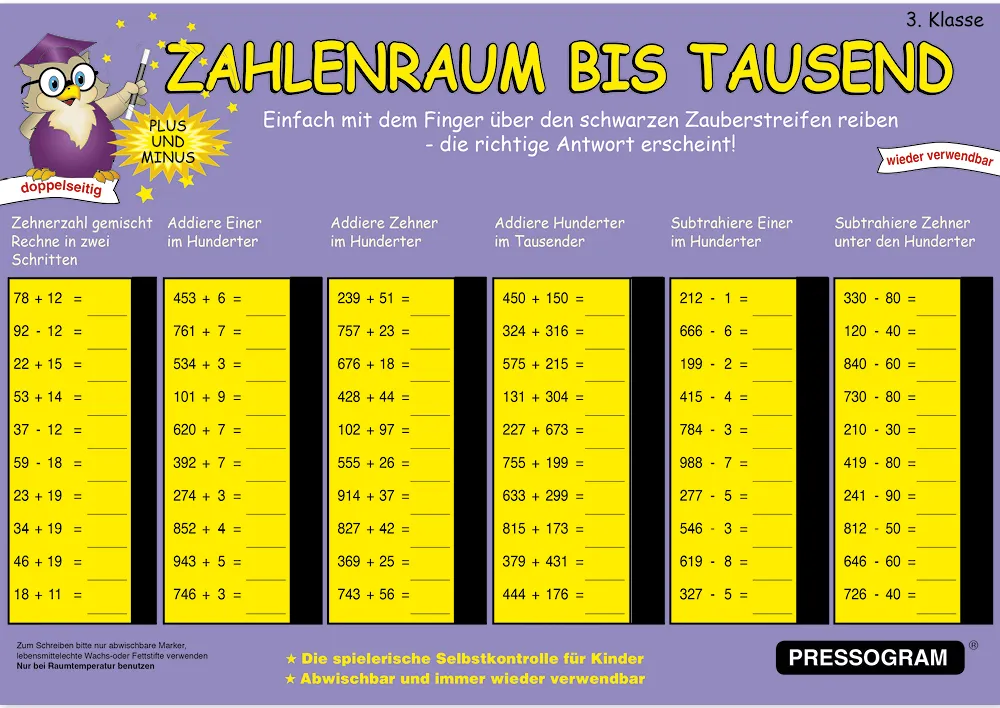 TimeTEX Zaubertafel "Mathematik" Zahlenraum bis 1000