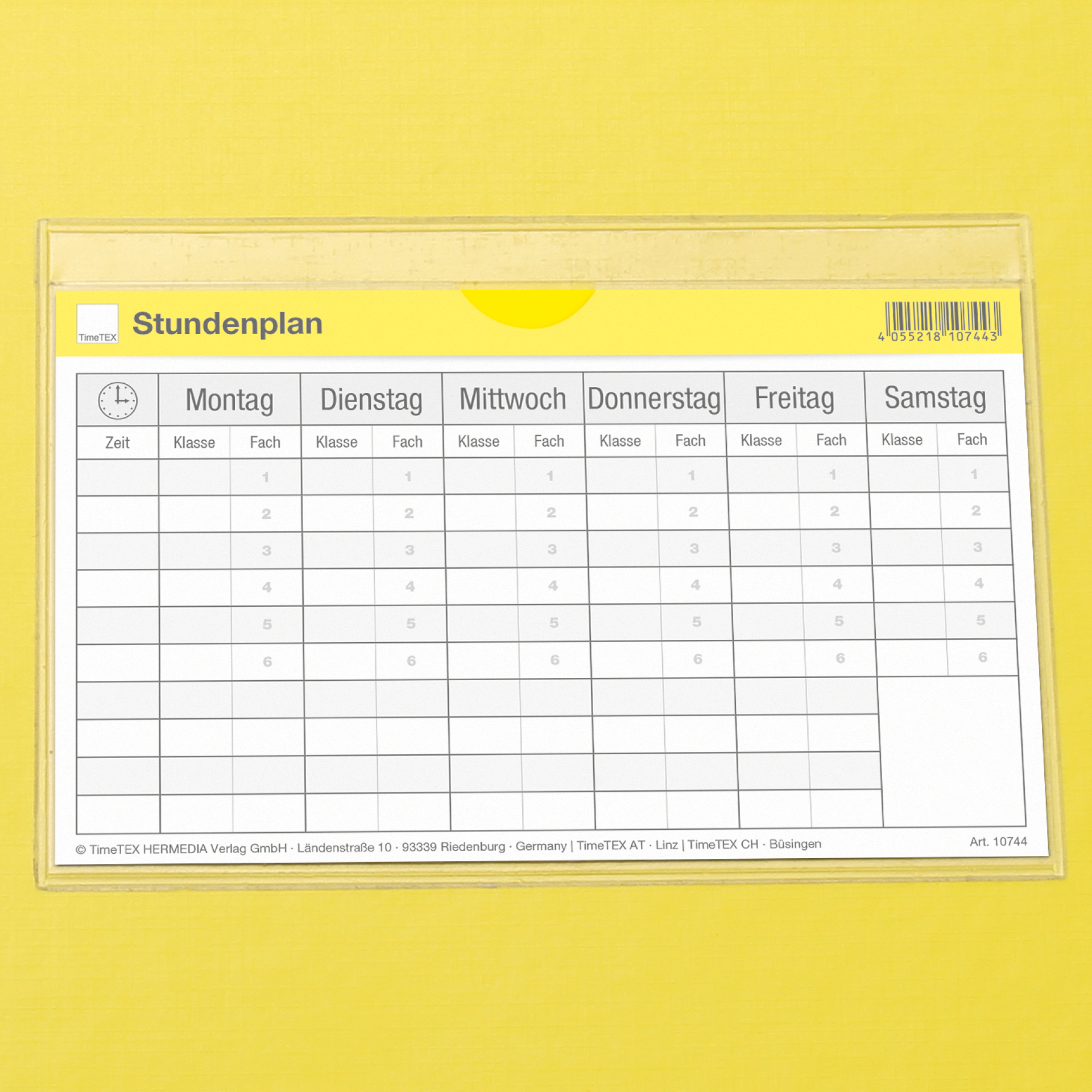 TimeTEX Stundenplan-Klebetasche mit 5 Stundenplänen