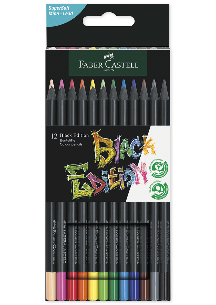 TimeTEX Faber-Castell Black Edition Buntstifte, 12 Stück