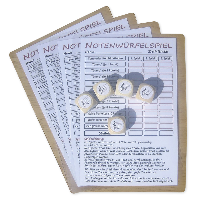 Spiel Notenwürfel c'-h', 9-tlg.