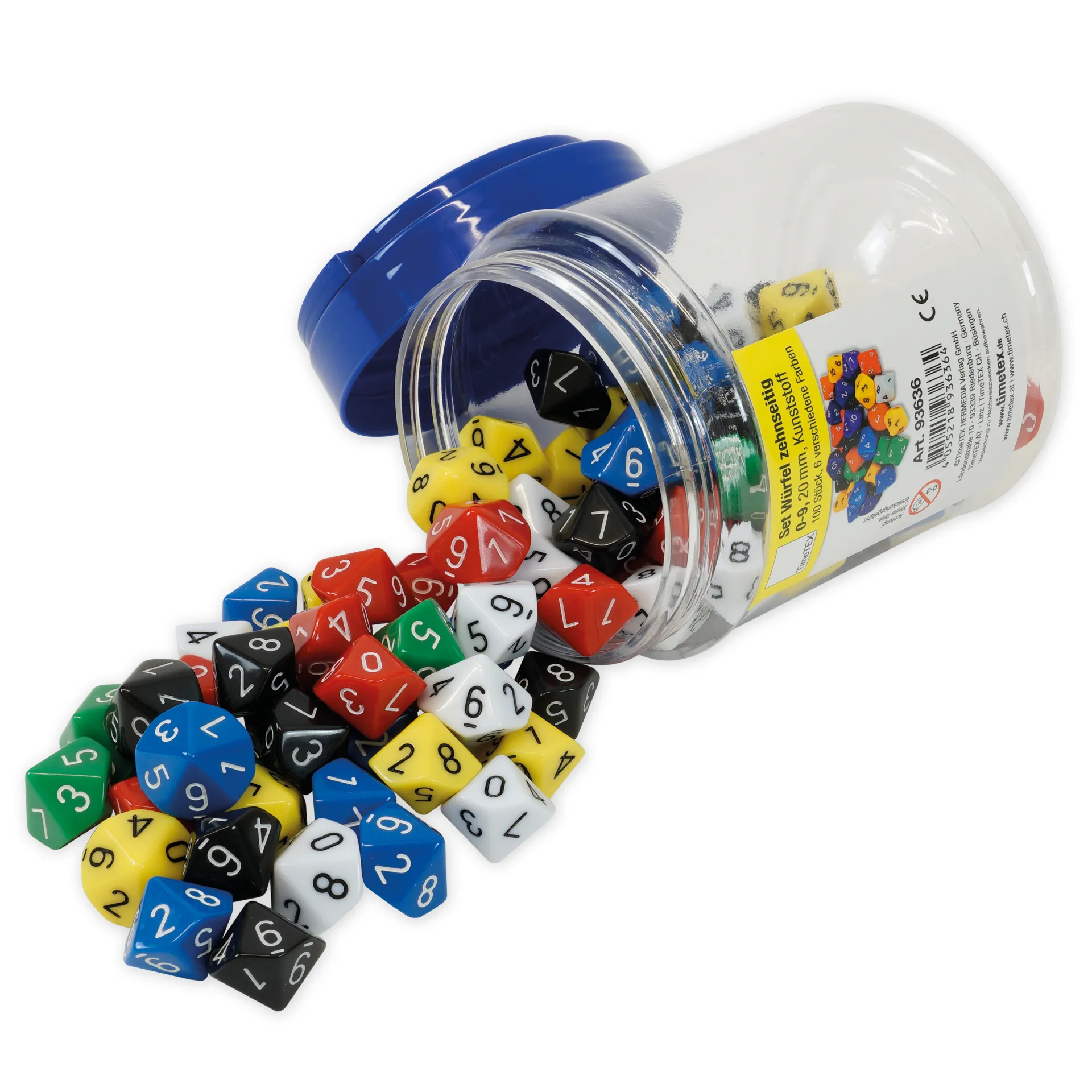 Zestaw kości dziesięciościennych 0-9 (Jedynki), 100 szt. w pudełku