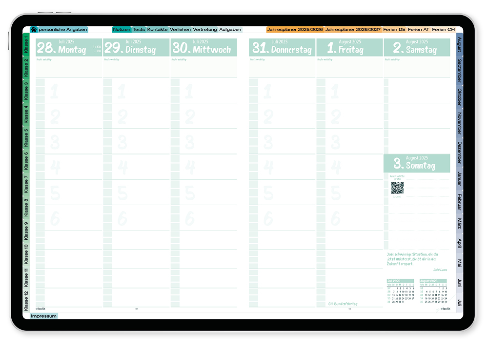 TimeTEX Digitaler Design-Schulplaner DigiPlan 2025/2026, mint