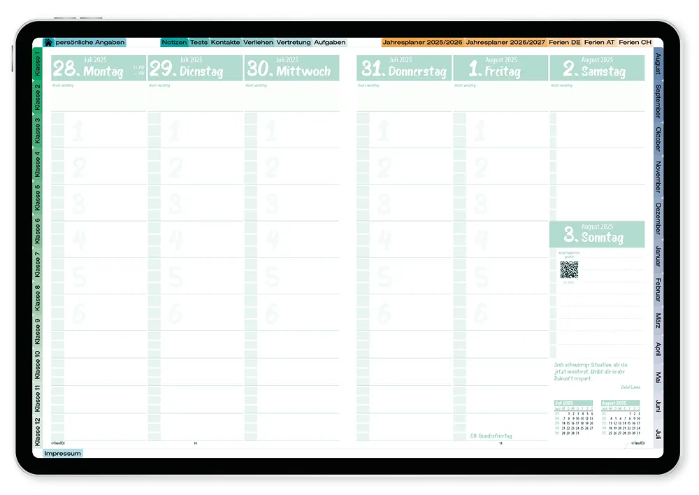 TimeTEX Digitaler Design-Schulplaner DigiPlan 2025/2026, mint