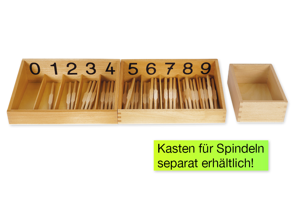 45 fuseaux en bois et 2 boîtes 0-4 et 5-9 TimeTEX « Montessori Premium »