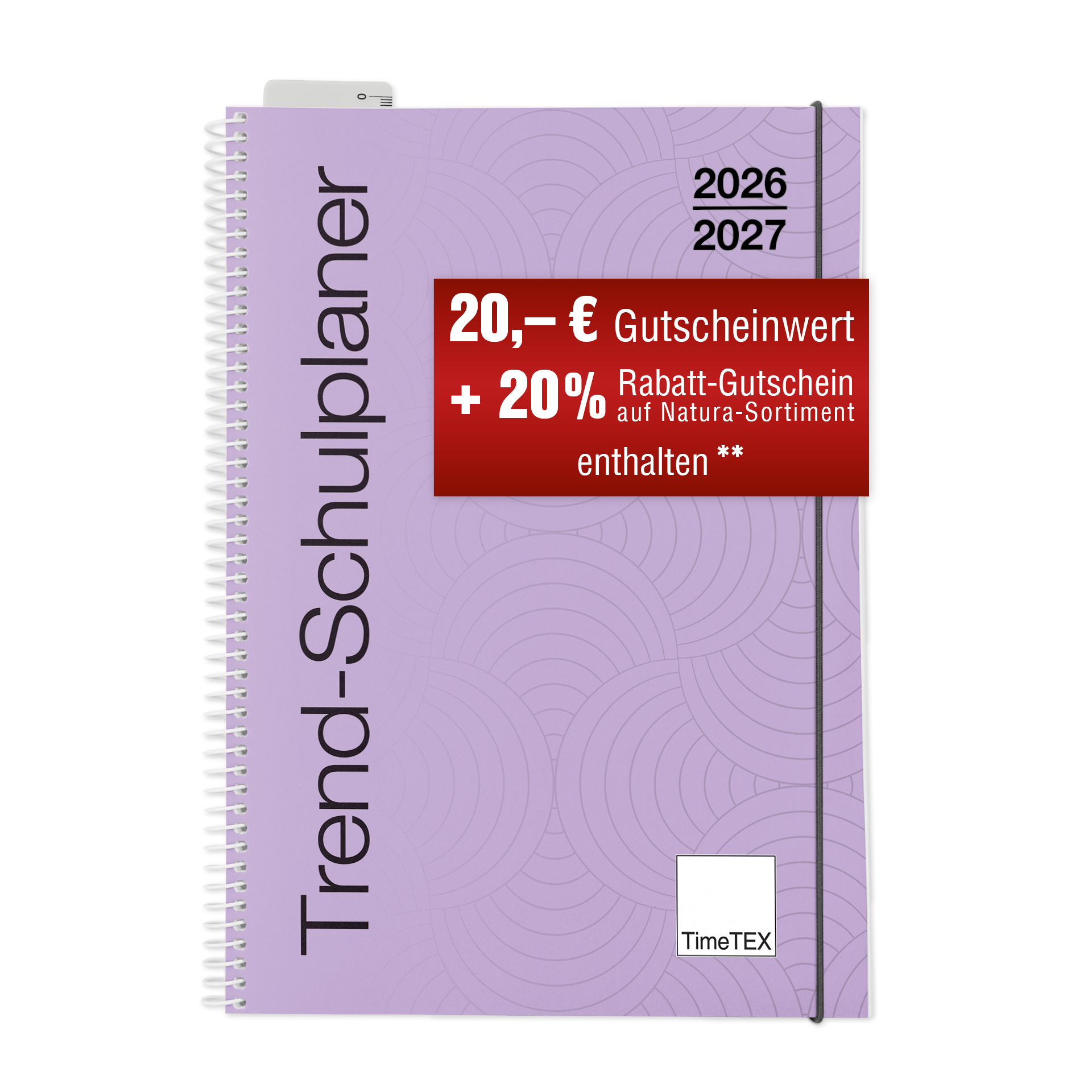 TimeTEX Trend-Schulplaner - Lehrerplaner - Lehrerkalender A5, 2026/2027, flieder