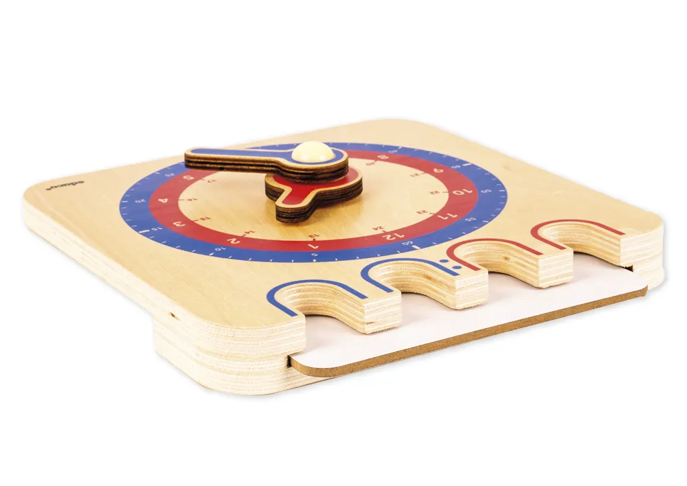 Schüler-Lern-Uhr 1-24 analog/digital, manuell, aus Holz