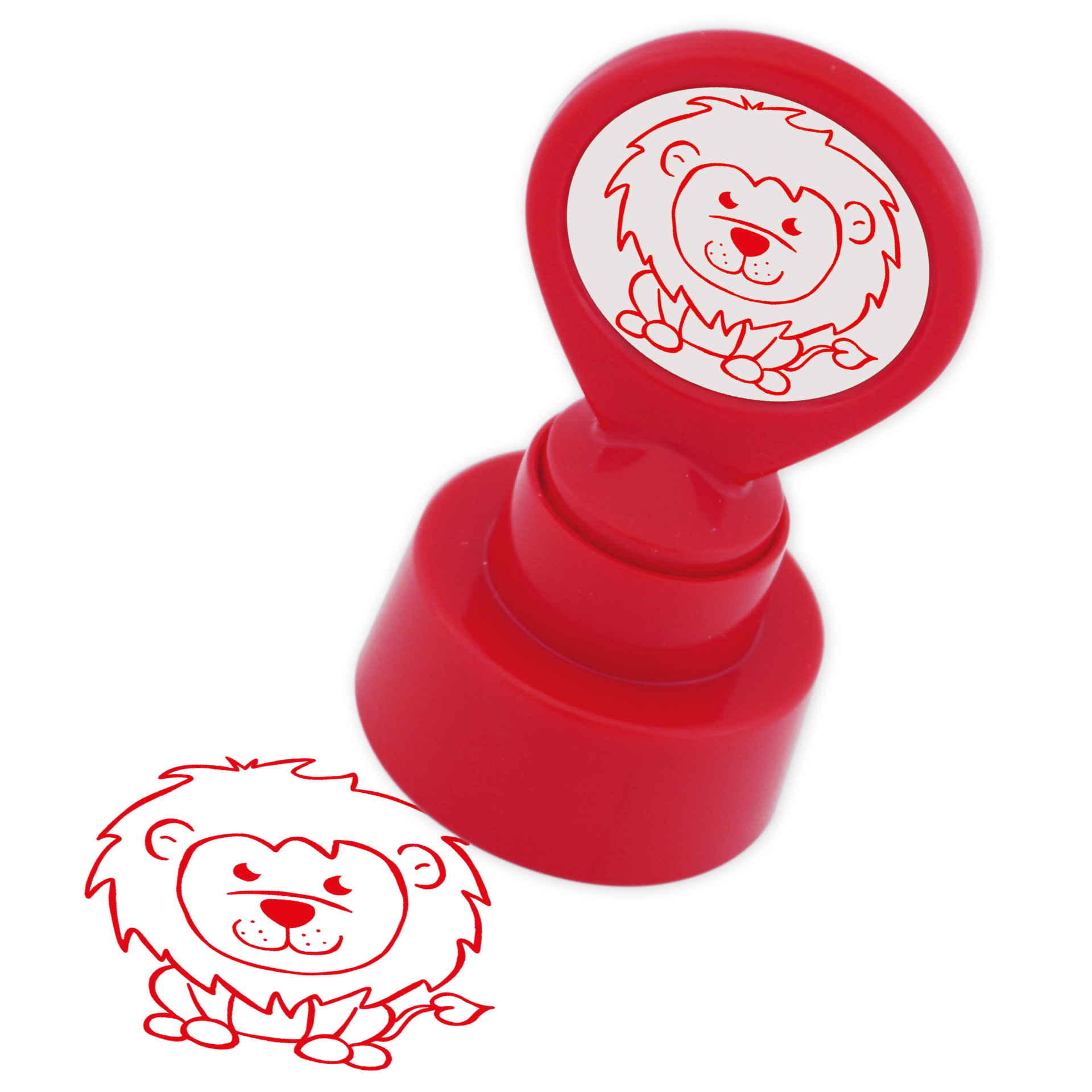 Screentryckstämpel "Perpetuum" runt "Lion"