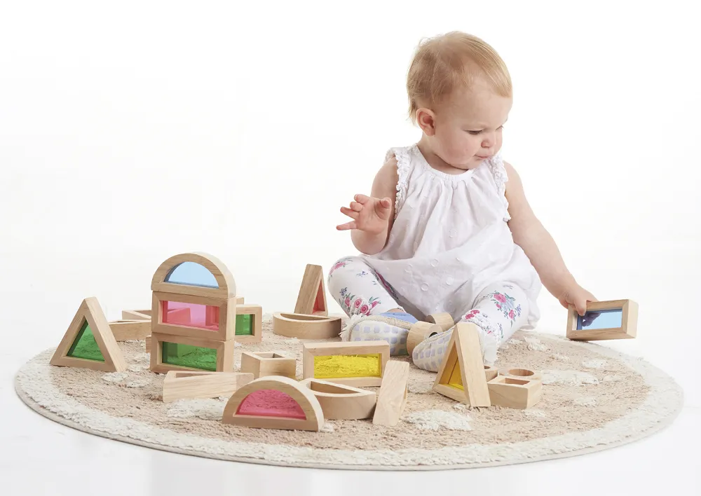 Houten bouwstenen "Regenboog", 24-delig