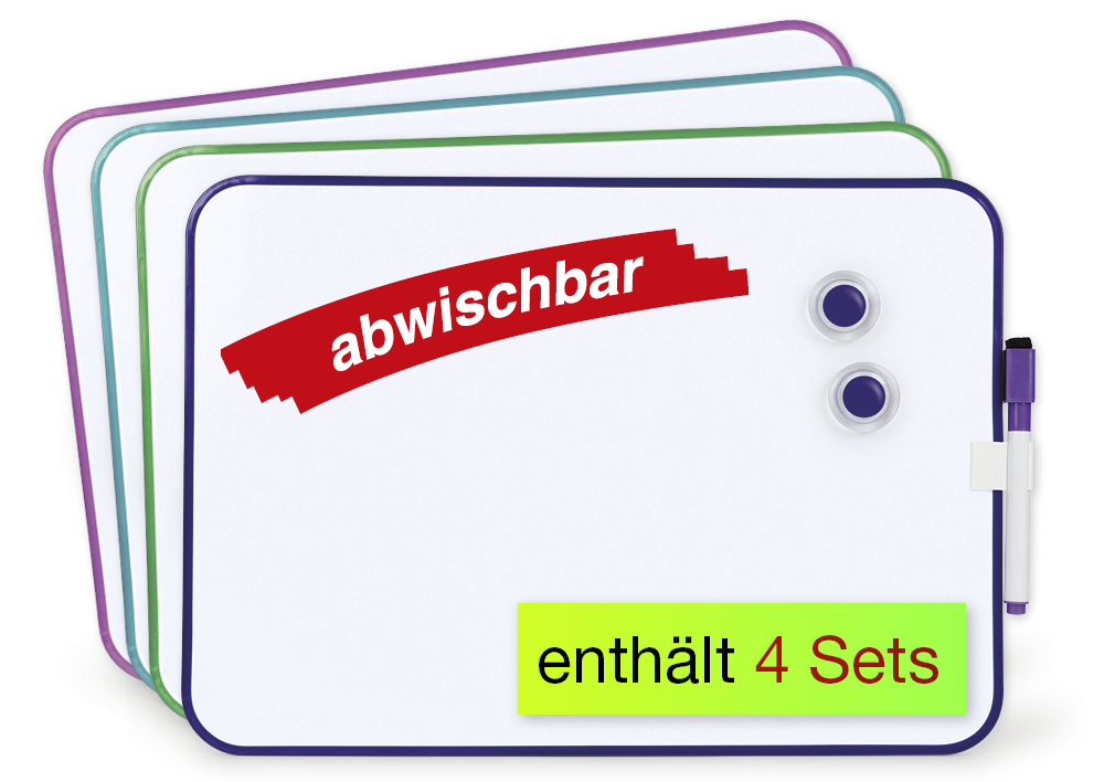 Gruppearbejde sæt med 4 whiteboard A4-Plus, I alt 16 dele i sæt. Gruppearbejde sæt med 4 whiteboard A4-Plus, I alt 16 dele i sæt.