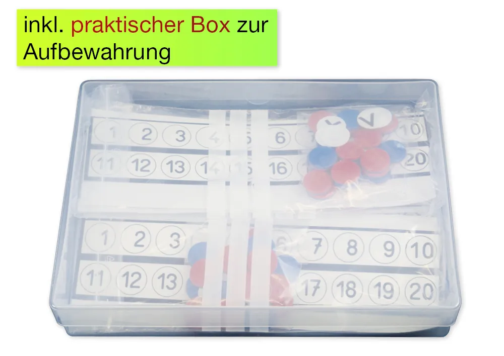 Satz Rechenleisten/Plättchen-Sets Zahlenraum bis 20, in Box, 198-tlg.