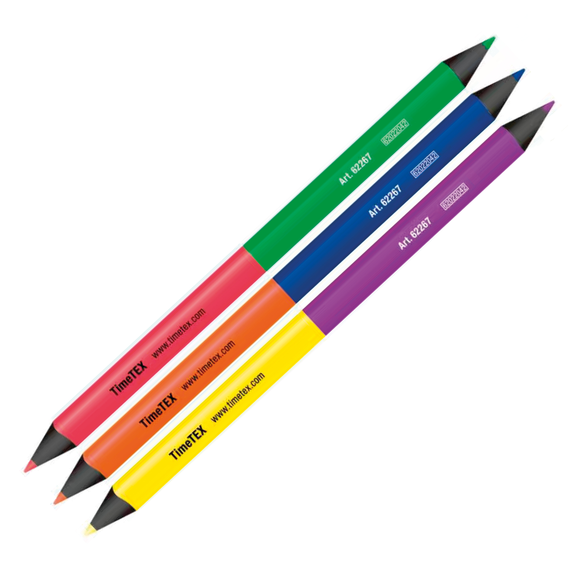TimeTEX Set Jumbo-Leuchtmarker mit zwei Farbseiten, 3-kant, 3-tlg.