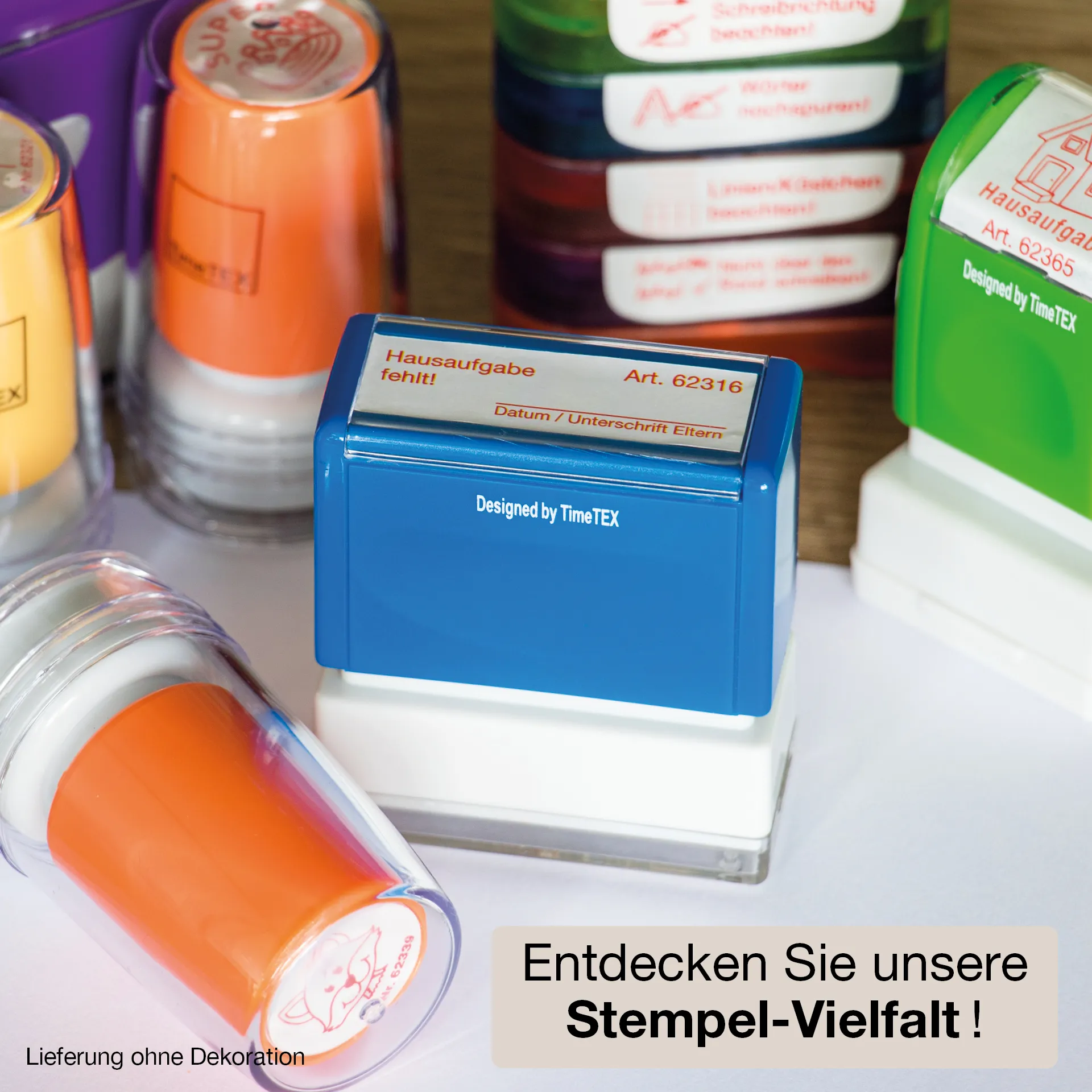Siebdruck-Stempel "Perpetuum", "Hausaufgabe"