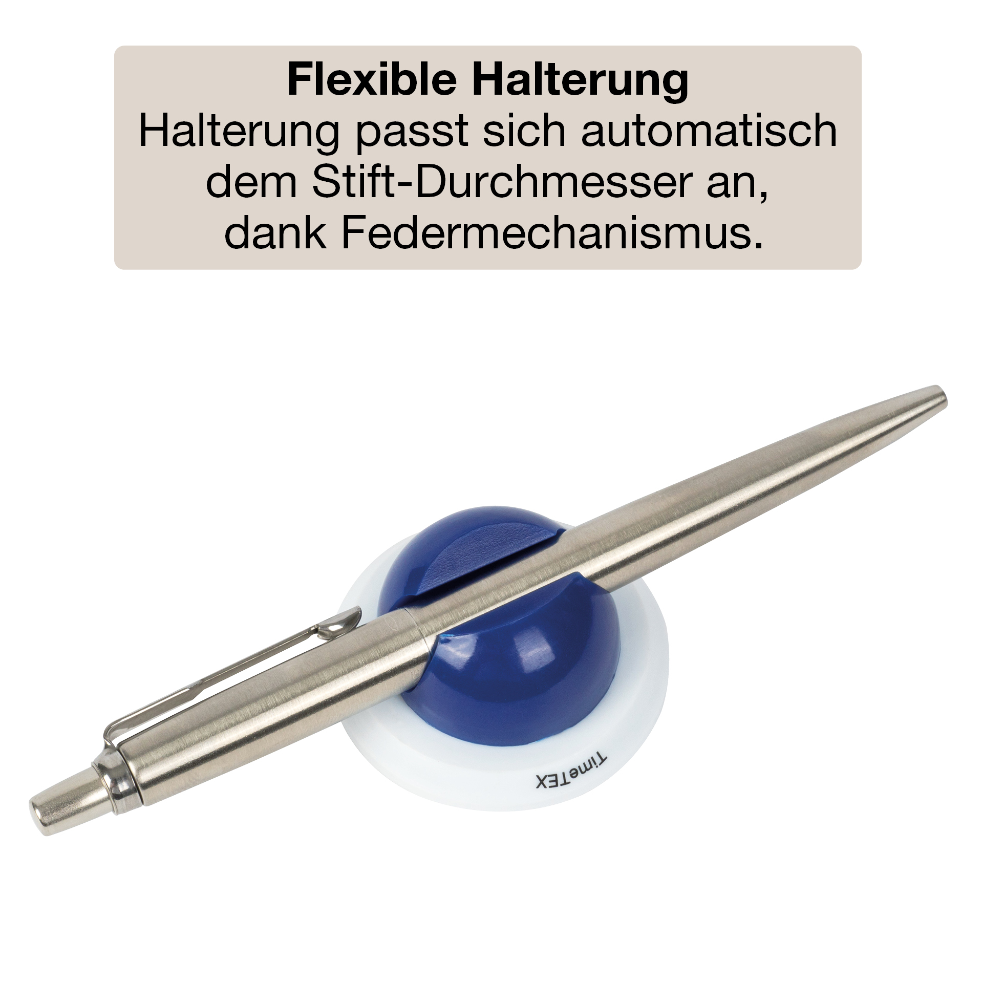Klemm-Stifthalter (weiß/blau), selbstklebend
