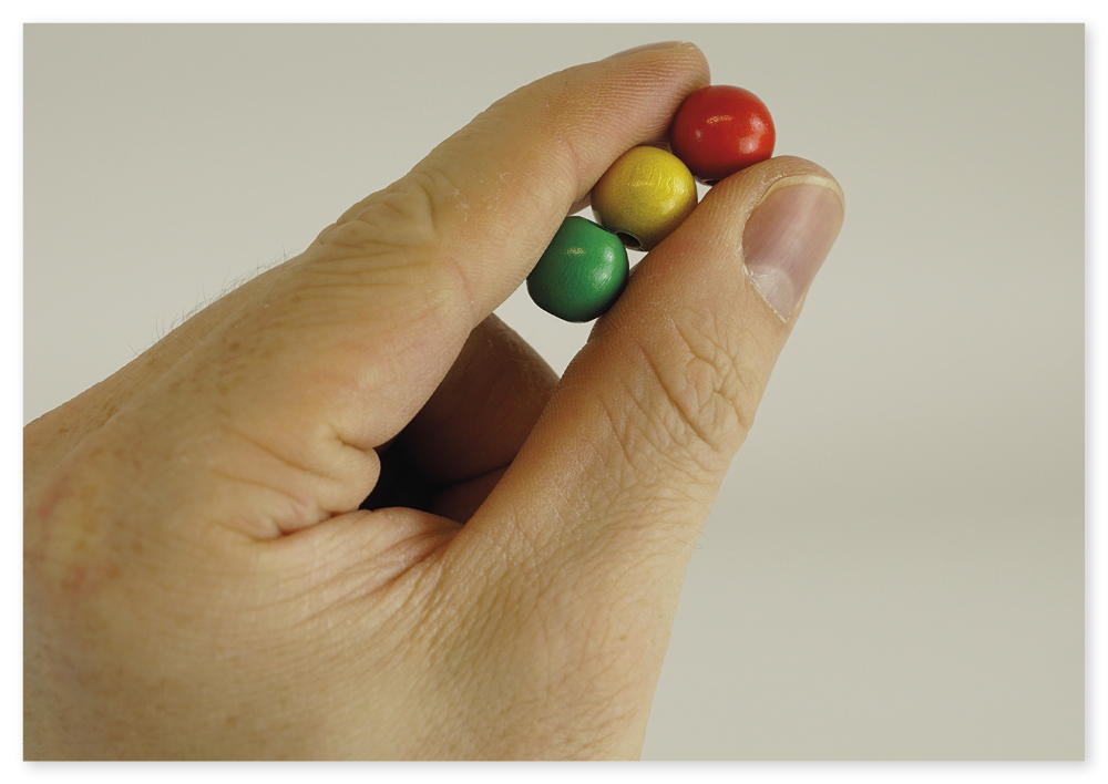 Perlen 12 mm, je 20 x rot, gelb, grün, blau