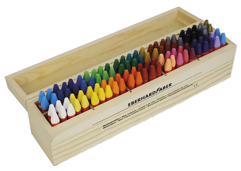 Faber Wachsmalkreide, 100-tlg., in Holzbox