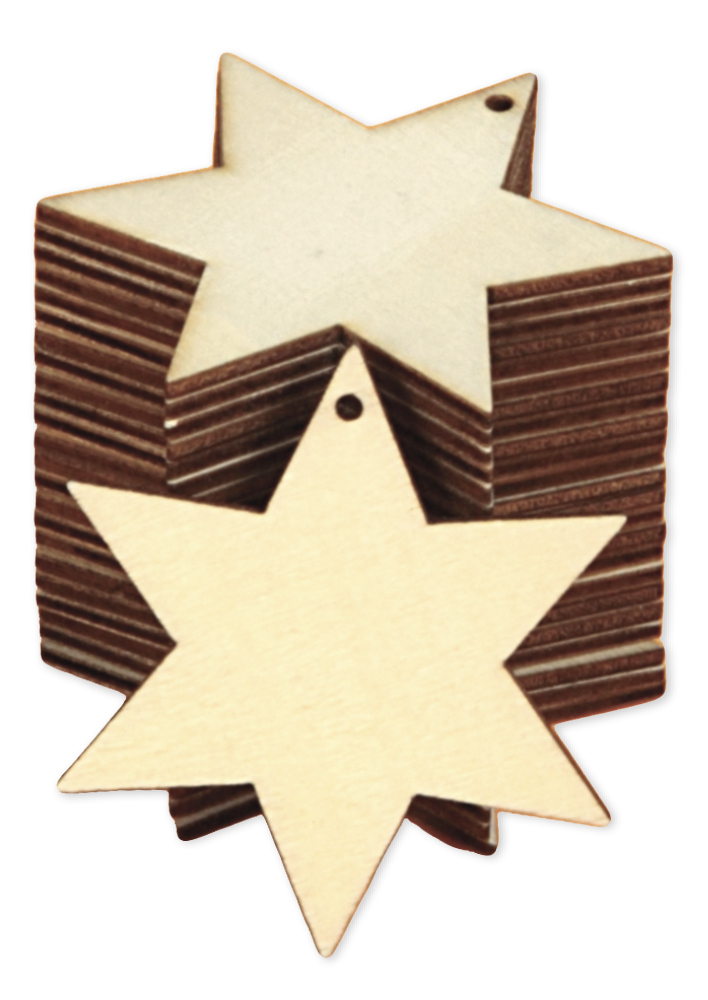 Étoiles en bois à accrocher, 24 pièces Étoiles en bois à accrocher, 24 pièces