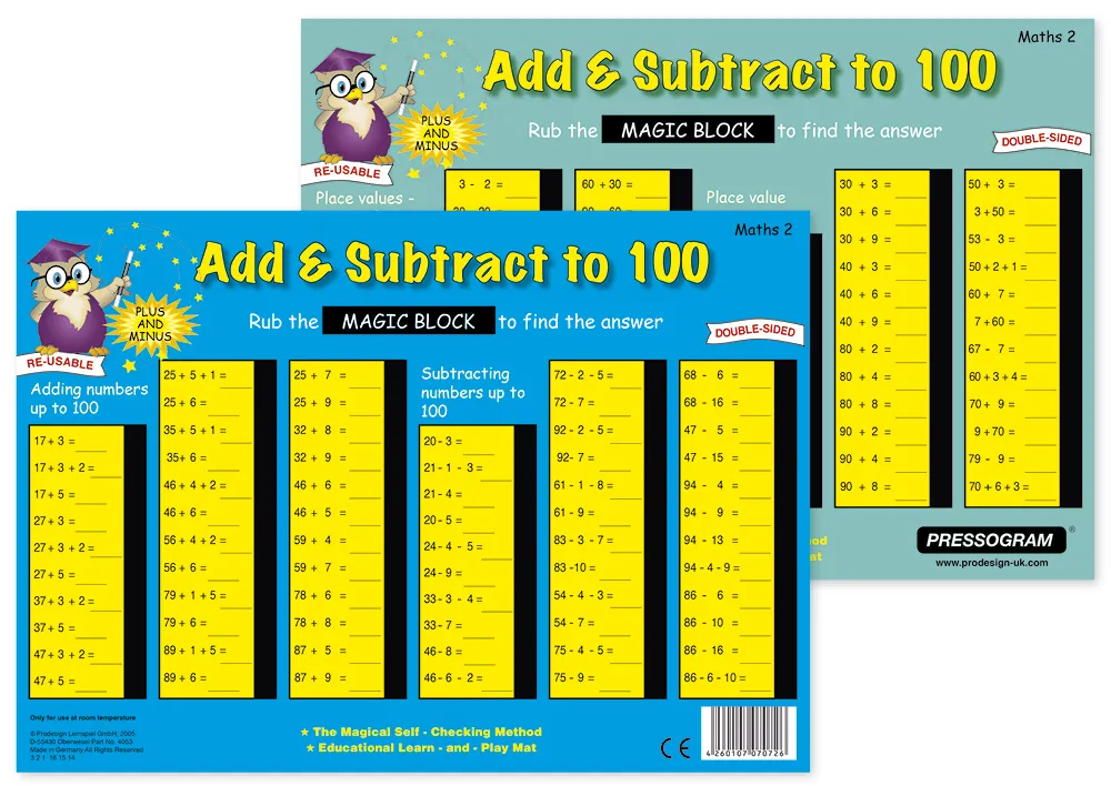 TimeTEX Zaubertafel "Mathematik" Englisch Zahlenraum bis 100