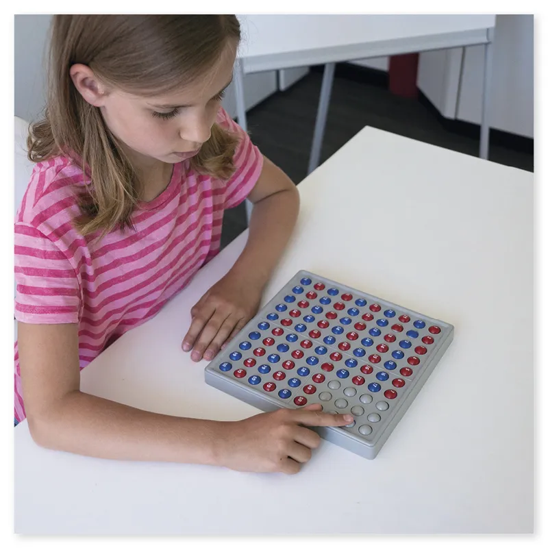 Boulier ABACO avec 100 boules rouges et bleues imprimées des chiffres 1 à 100