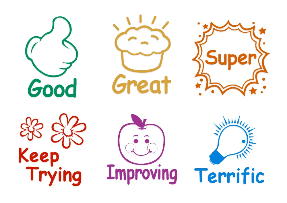 Lärarstämpel trä "engelska", 6 st.