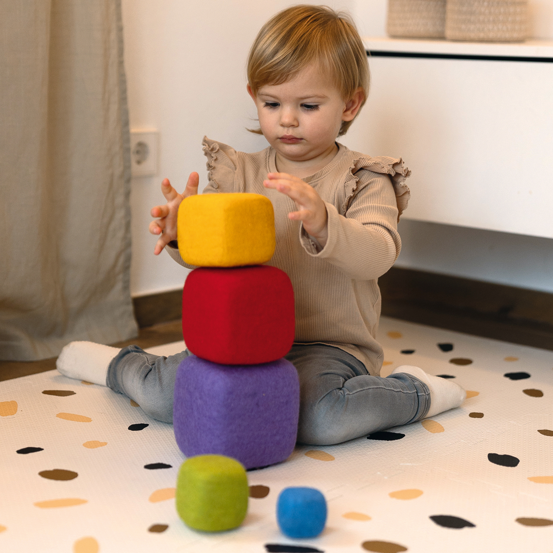 Set Filz-Stapelwürfel "Regenbogen", 5-tlg.