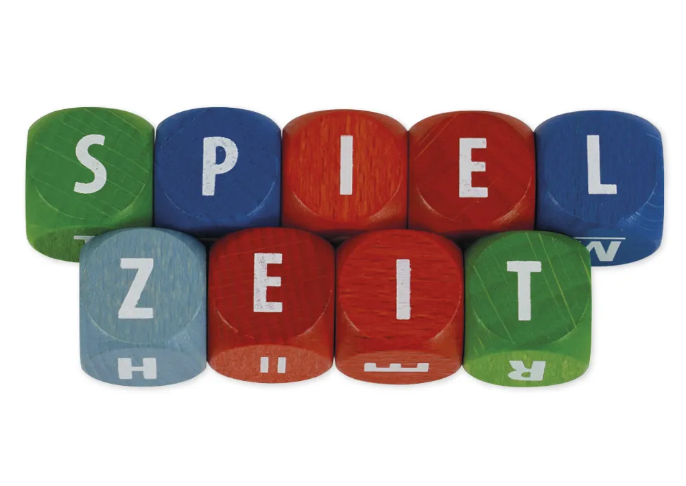 Würfel-Set "Rollende Würfel" ABC, 13-tlg. in Box, aus Holz