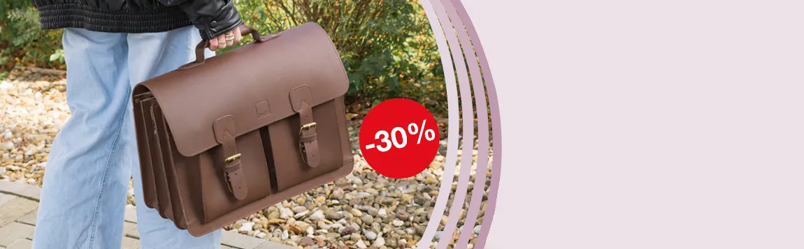 Büchertasche aus dunkelbraunen Leder von der Marke TimeTEX