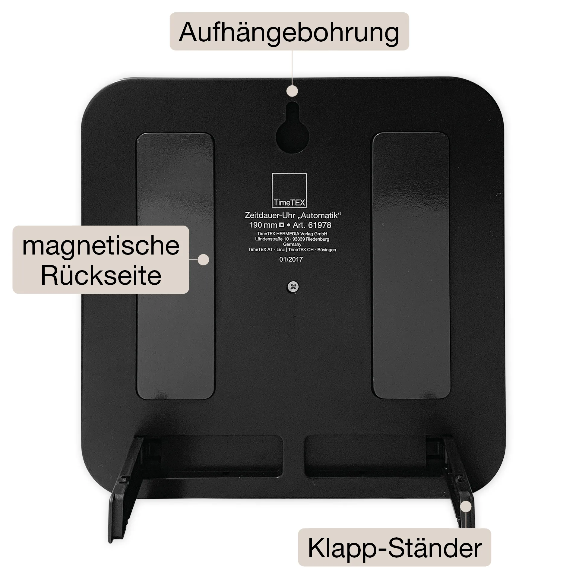 Magnetyczny minutnik „Automatic” o wymiarach 19x19 cm z tarczą sygnalizacji świetlnej