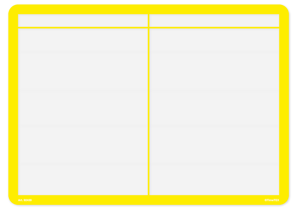 TimeTEX set beräkningsfältsfolier A3, färgade, 6 st.