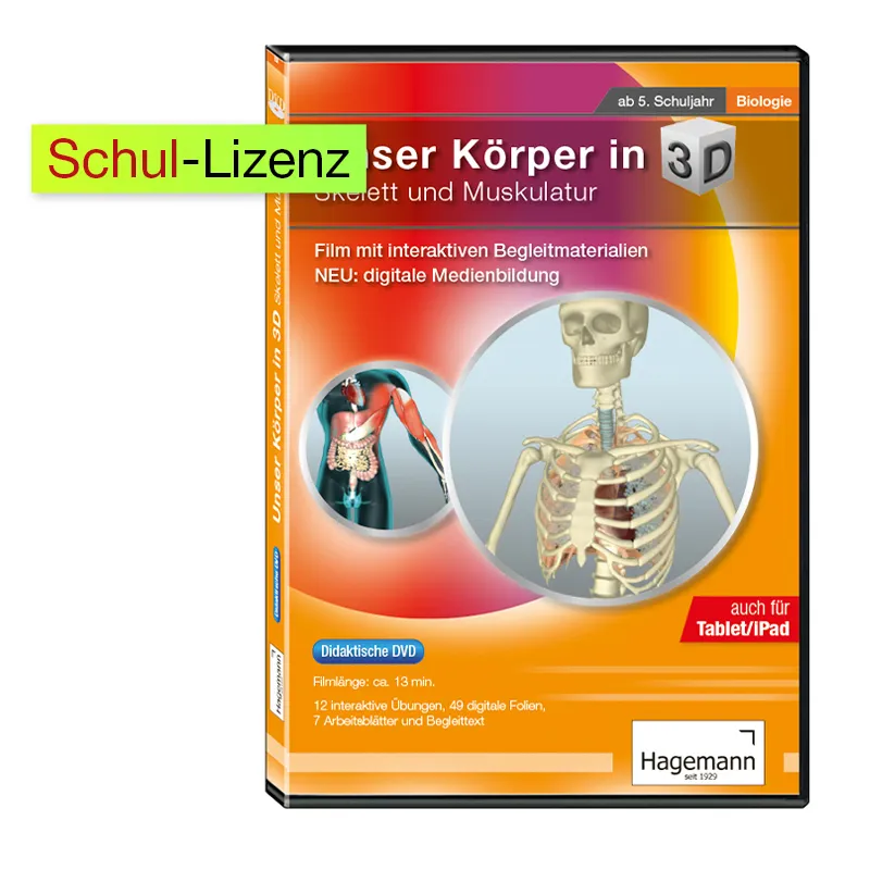 Didaktische DVD "Unser Körper in 3D: Skelett und Muskulatur", tabletfähig