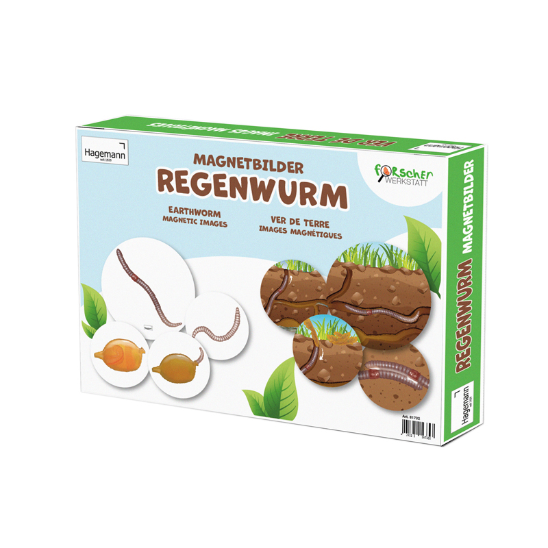 Lebenszyklus und Leben "Regenwurm", magnetisch, 24-tlg.
